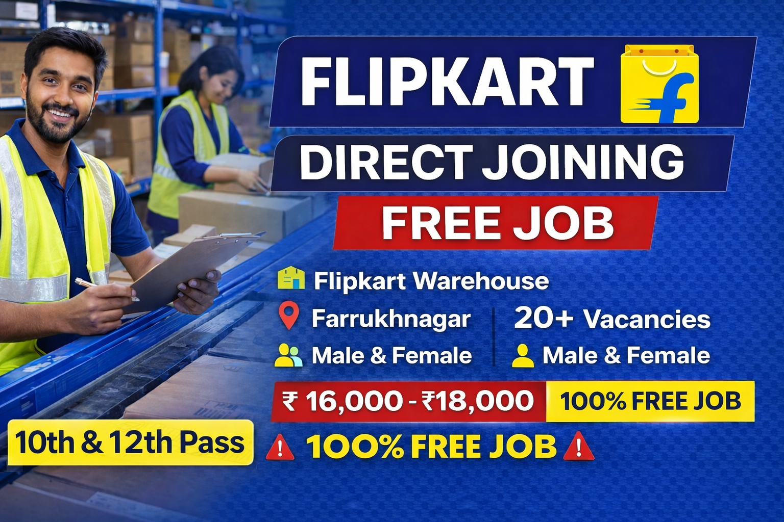 🚨 Flipkart Warehouse Job Vacancy 2025 | Direct Joining | Free Job