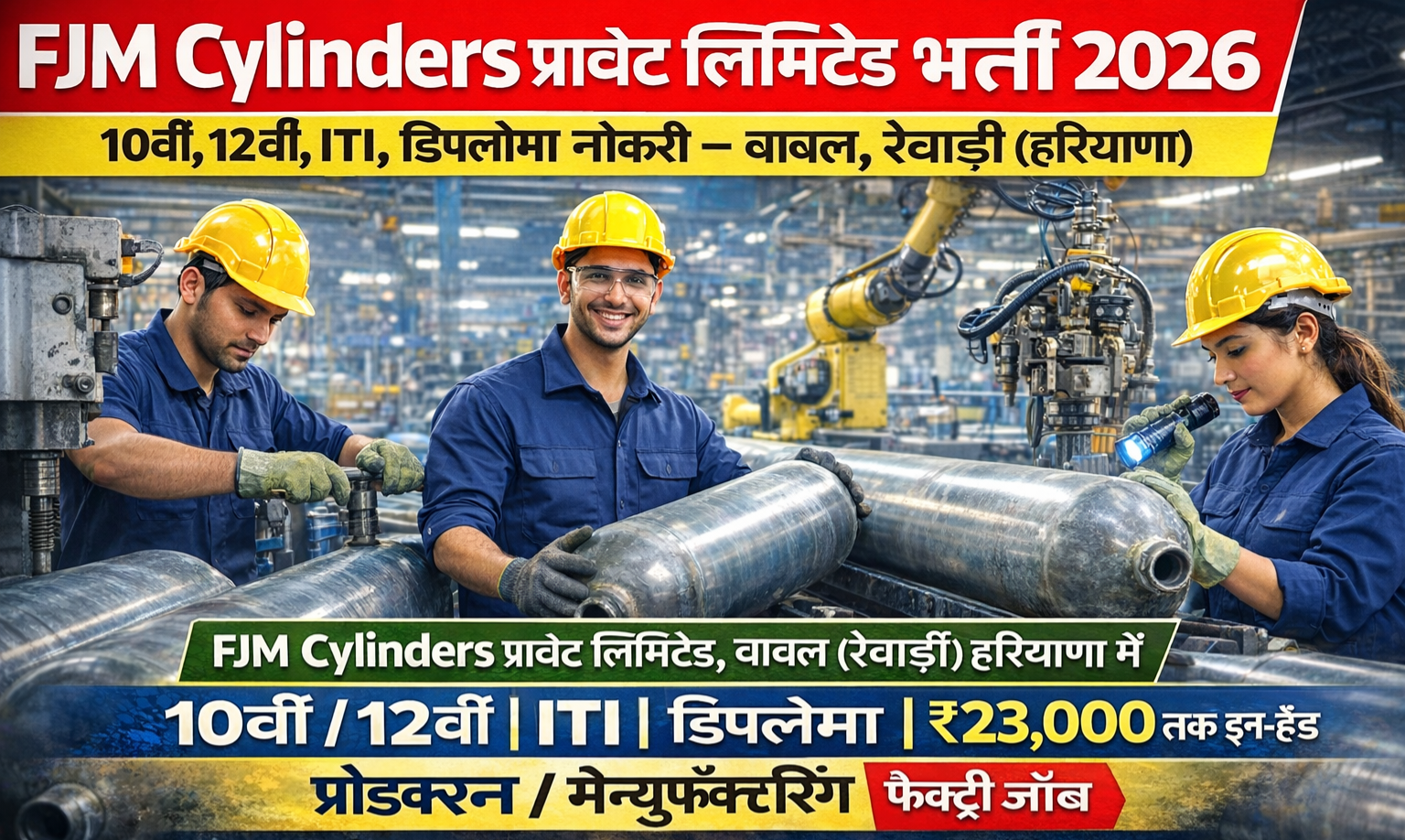FJM Cylinders Private Limited में भर्ती 2026 | हेल्पर, ITI, डिप्लोमा व ऑपरेटर जॉब