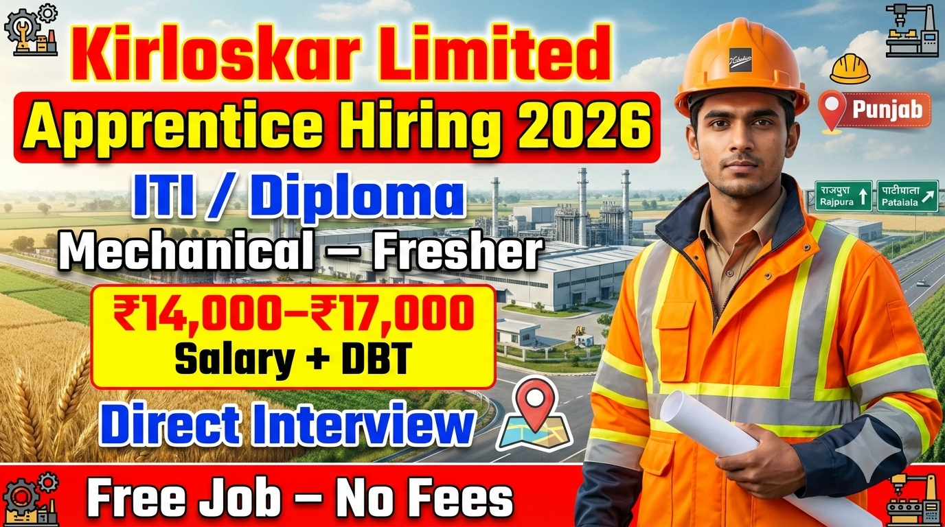 Kirloskar Limited Apprentice Hiring 2026 | ITI / Diploma Jobs | Punjab