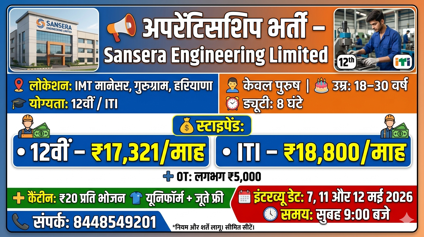 Apprenticeship On Job Training at Sansera Engineering Limited