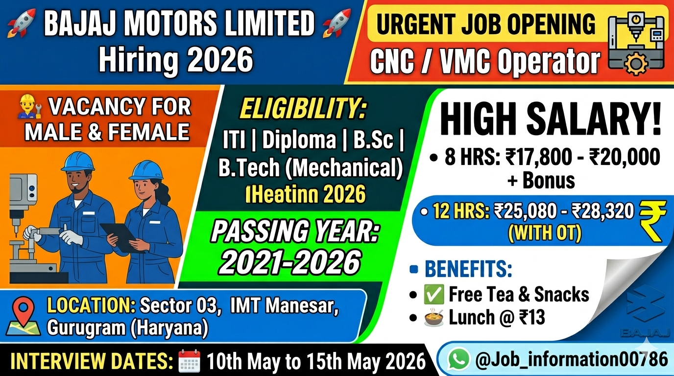 BAJAJ MOTORS LIMITED Hiring 2026