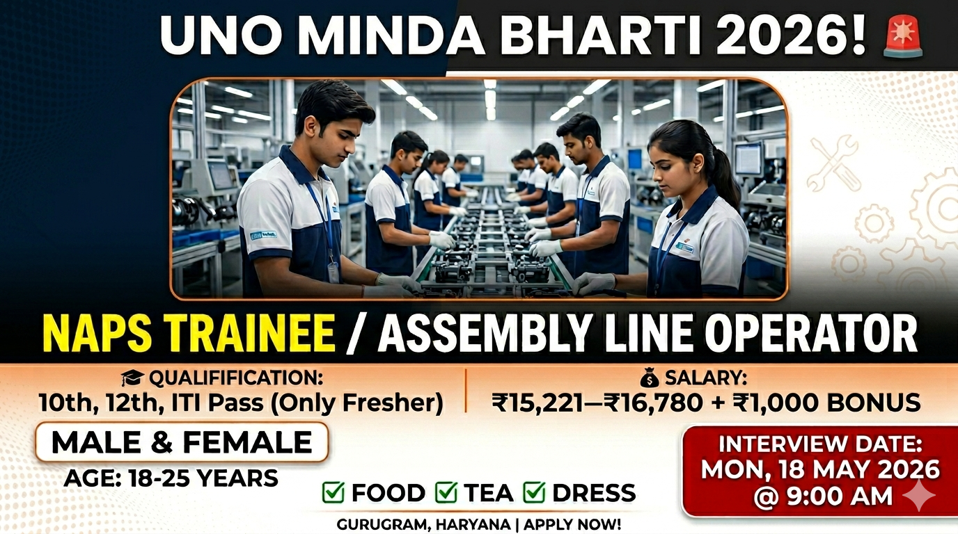 UNO Minda Recruitment 2026 – NAPS Trainee / Assembly Line Operator Vacancy
