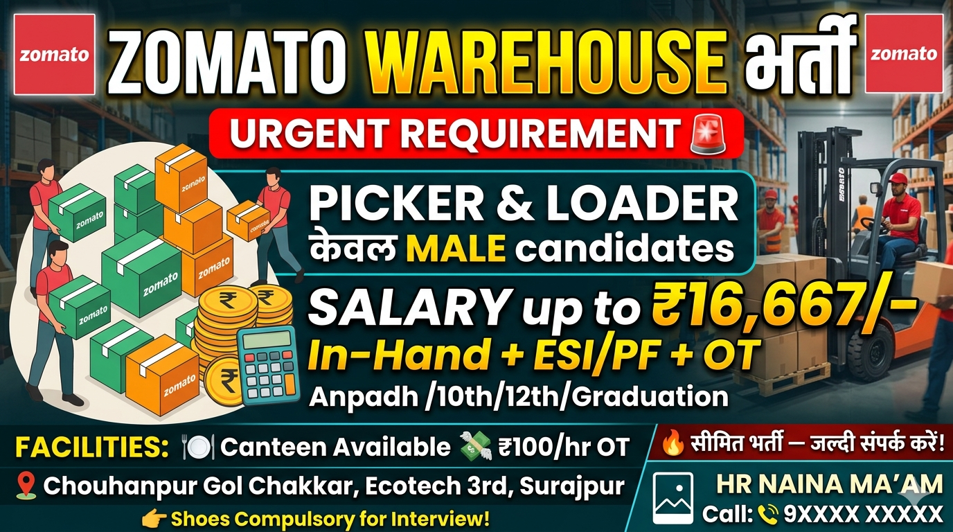 Zomato Warehouse Urgent Requirement 2026