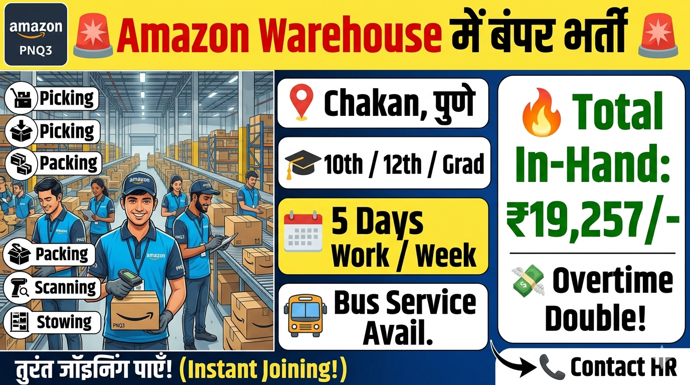 Amazon Warehouse Hiring 2026 | Picking Packing Scanning Jobs Pune